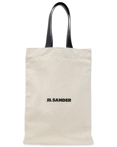 Jil Sander Branded Shopper Bag - Natural