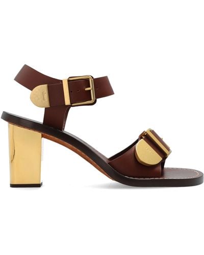 Chloé Leather Heeled Sandals - Brown