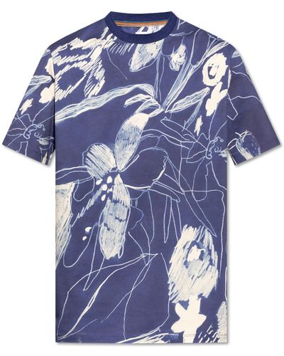 Paul Smith Floral Motif T-shirt, - Blue