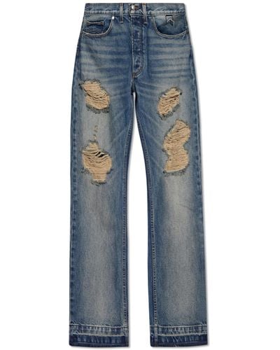 Rhude Jeans With Vintage Effect, - Blue