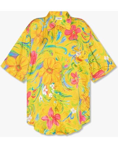 Balenciaga Shirt With Floral Motif - Yellow
