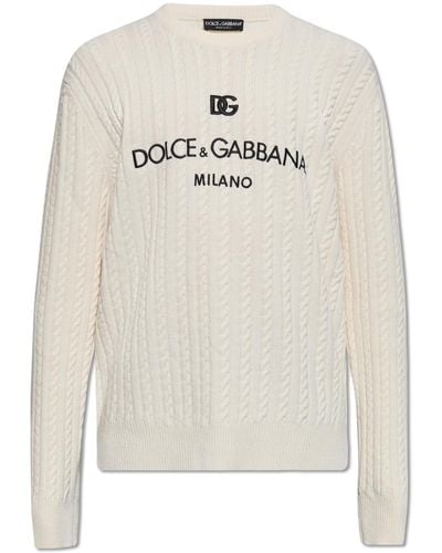 Dolce & Gabbana Jumper With Logo, - White