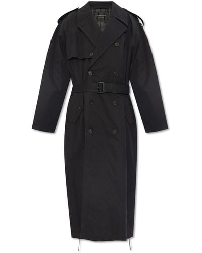 Balenciaga Long Trench Coat, - Black