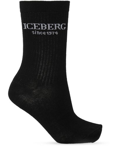 Iceberg Socks With Logo, - Black
