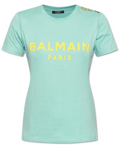 Balmain T-shirt With Logo, - Green