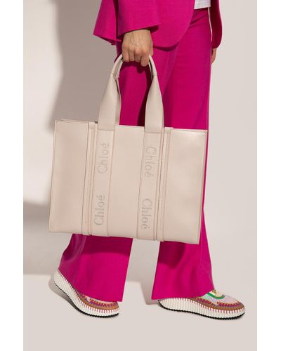 Chloé ‘Woody Large’ Shopper Bag - Pink