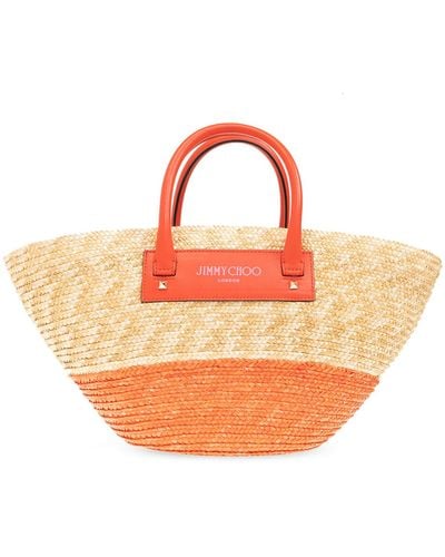 Jimmy Choo ‘Beach Basket Small’ Shopper Bag - Orange