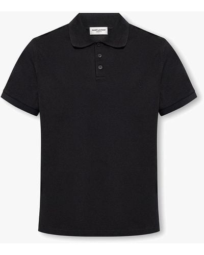 Saint Laurent Cotton-piqué Polo Shirt - Black