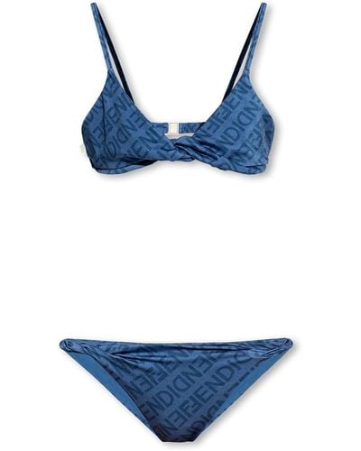 Fendi Bikini With Monogram - Blue