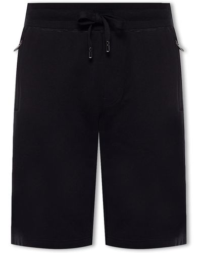 Dolce & Gabbana Jersey jogging Shorts With Branded Plate - Black