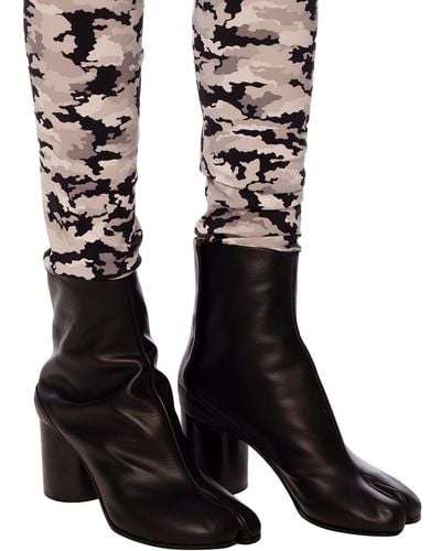 Maison Margiela Leather 'tabi' Heeled Ankle Boots, - Black