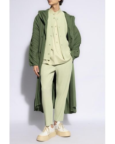 Homme Plissé Issey Miyake Pleated Coat, - Green