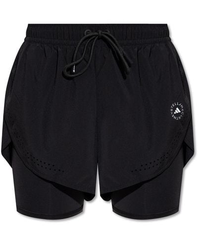 adidas By Stella McCartney Two-layered Shorts With Logo, - Black