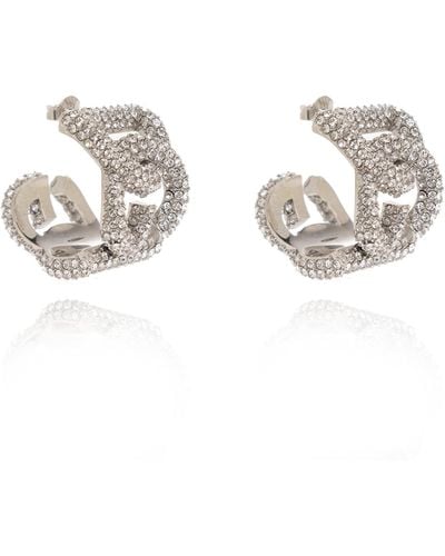 Dolce & Gabbana Earrings With Logo, - Metallic