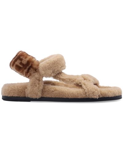 Fendi ' Feel' Fur Sandals - Natural