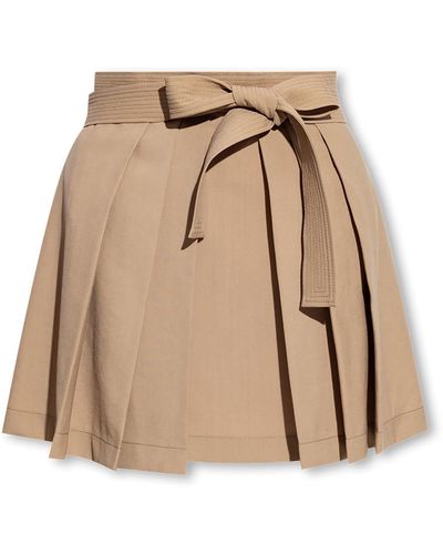 KENZO Wool Skirt With Logo - Natural