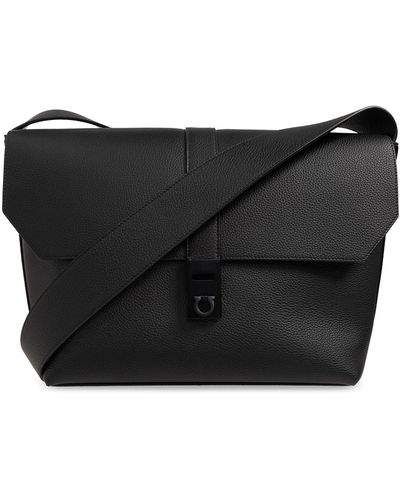 Ferragamo Leather Shoulder Bag, - Black