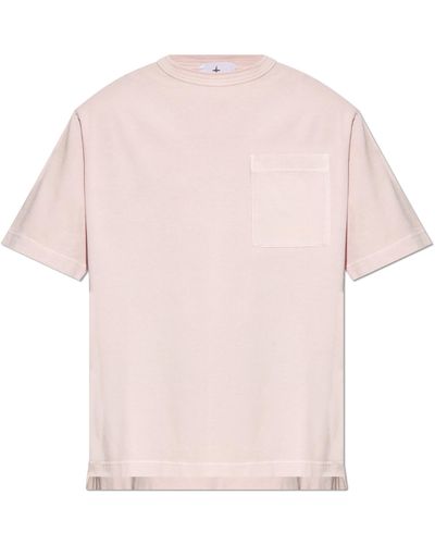 Stone Island T-shirt With Pocket, - Pink