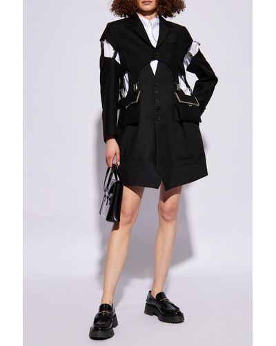 Comme des Garçons Wool Dress With Vest Motif - Black