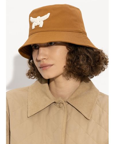 MCM Bucket Hat With Logo - Natural