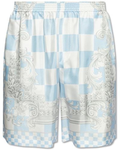 Versace Silk Shorts, , Light - Blue