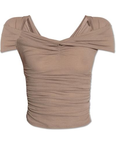 MISBHV ‘Drapped’ Ribbed Top - Brown
