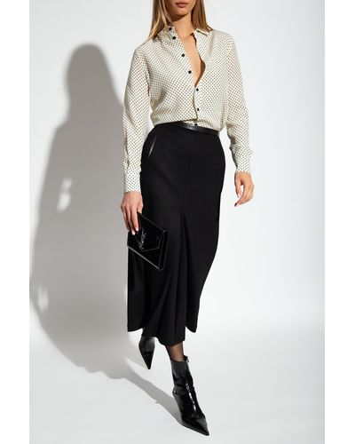 Saint Laurent Skirt With Leather Trim - Black