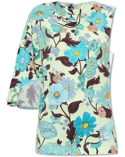 Stella McCartney Top With Floral Motif, - Blue