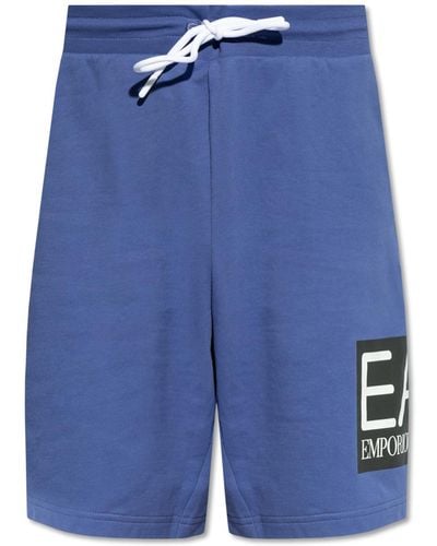 EA7 Shorts With Logo, - Blue