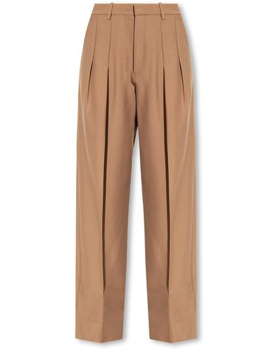 Victoria Beckham Pleat-Front Trousers - Natural