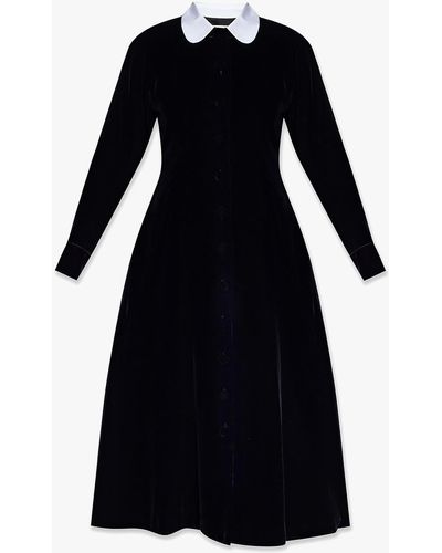 Tory Burch Collared Velvet Dress - Black