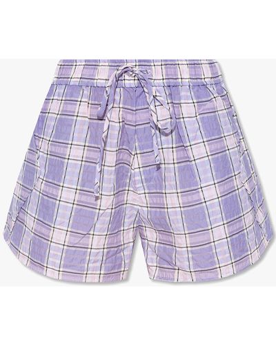 Ganni Checked Shorts - Purple