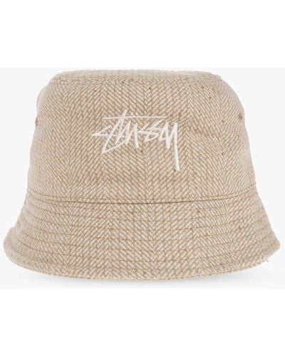 Stussy Bucket Hat With Logo - Natural