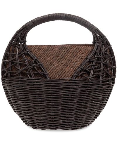 Ulla Johnson 'sea Shell' Wicker Handbag, - Black