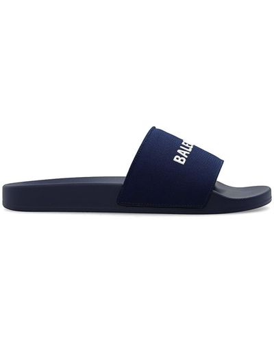 Balenciaga Rubber Slides With Logo - Blue