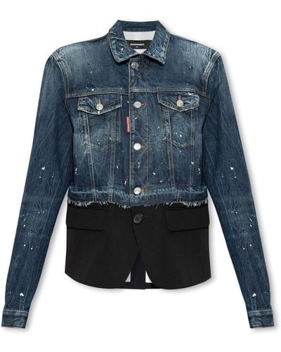 DSquared² Blazer Made Of Combined Materials, - Blue