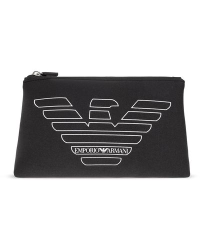 Emporio Armani Wash Bag With Logo - Black