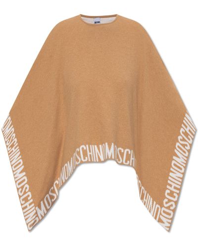 Moschino Poncho With Logo - Natural