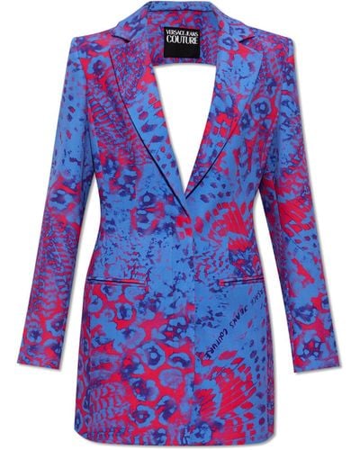 Versace Jeans Couture Blazer With Logo, - Purple