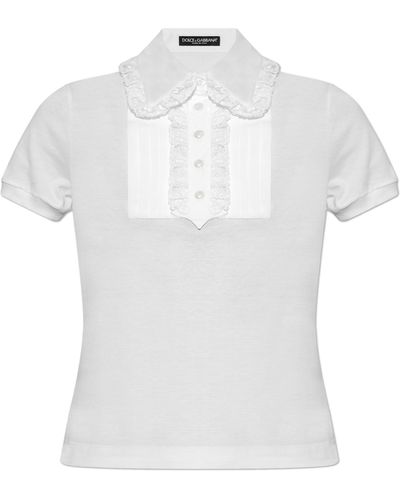 Dolce & Gabbana Polo Type Top, - White