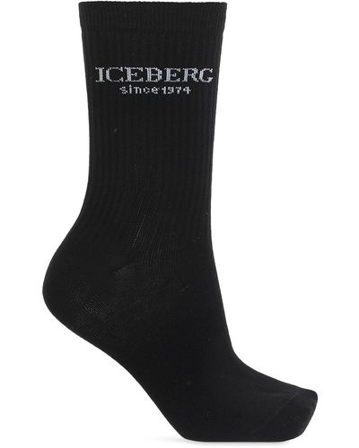 Iceberg Socks With Logo, - Black
