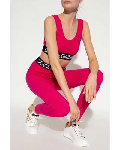 Dolce & Gabbana Leggings With Logo - Pink