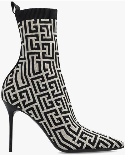 Balmain Metallic Monogram Skye Ankle Boots - Black