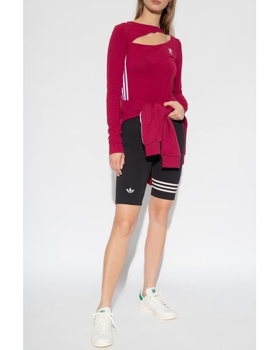 adidas Originals Center Stage Long-Sleeved Top With Cut-Out - Red