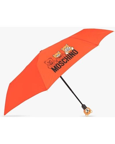 Moschino Folding Umbrella With Decorative Handle, - Red