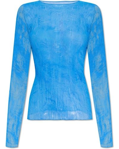 Issey Miyake Pleated Top, - Blue