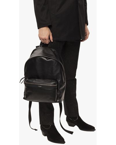 Saint Laurent 'city' Leather Backpack, - Black