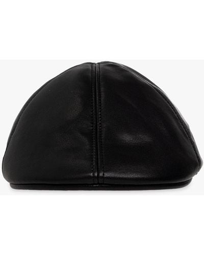 MISBHV Peaked Cap In Vegan Leather, - Black