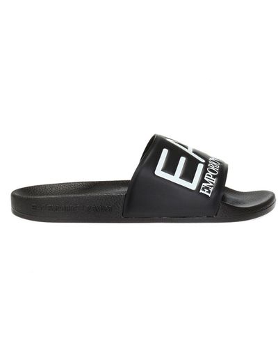 EA7 Slippers With An Embossed Logo, - Black