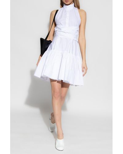 Alaïa Cotton Dress With Tie Fastening - White